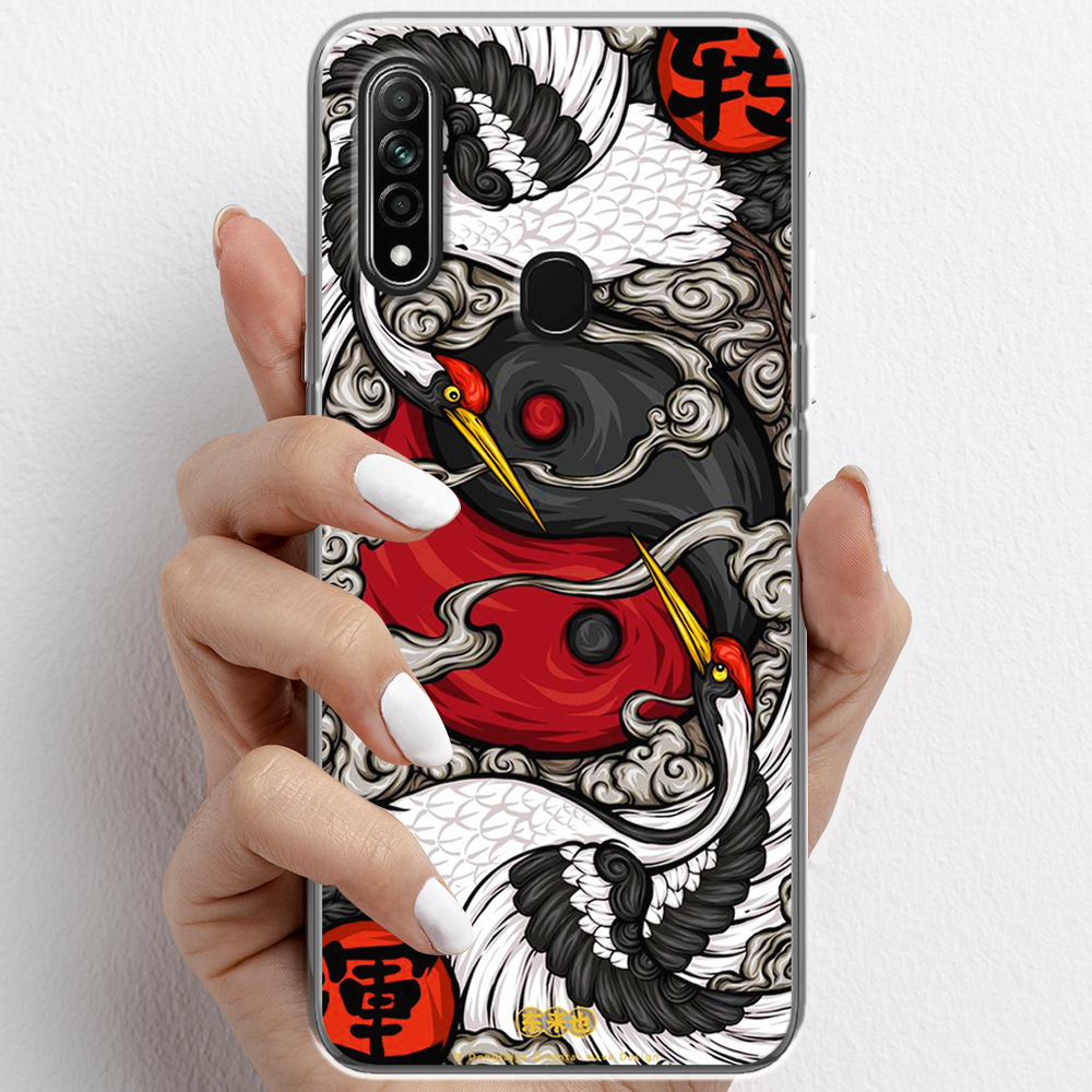 Ốp lưng cho Oppo A31 nhựa TPU mẫu Hạc âm dương