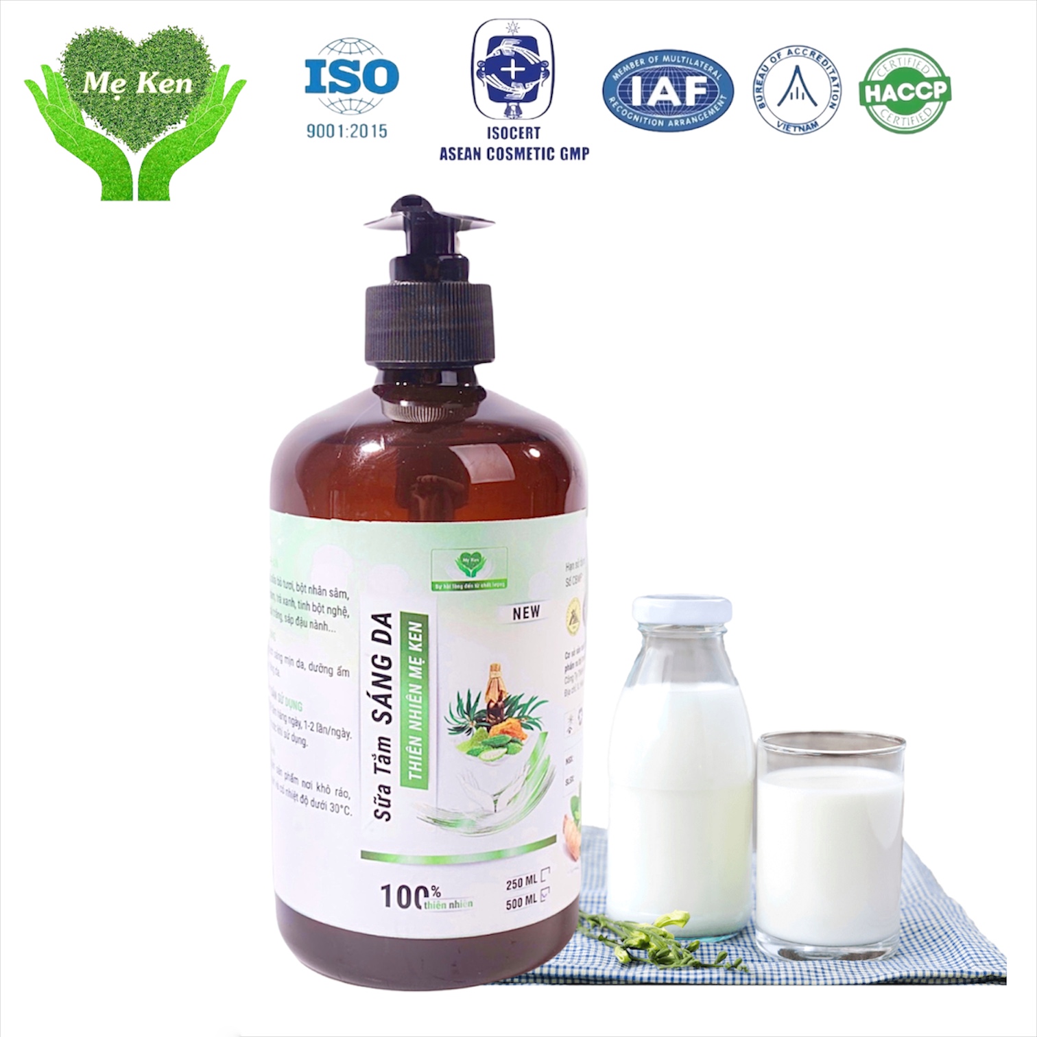 SỮA TẮM SÁNG DA THIÊN NHIÊN MẸ KEN 500ML Mẫu  Mới - Sữa tắm dưỡng ẩm, sáng da, chống lão hóa, giảm thâm da