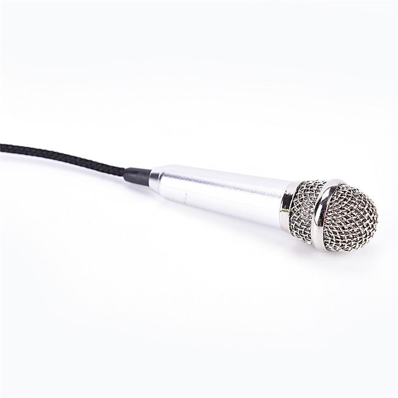 Micrô phòng thu âm thanh nổi mini 3,5mm di động Micrô phòng thu KTV Karaoke Di động Máy tính xách tay Máy tính để bàn Micrô nhỏ Màu sắc: Bạc