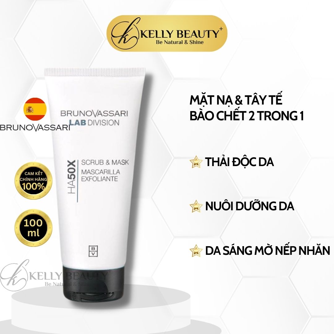 Mặt Nạ Kết Hợp Tẩy Tế Bào Chết Bruno Vassari HA50X Scrub &amp; Mask | Kelly Beauty