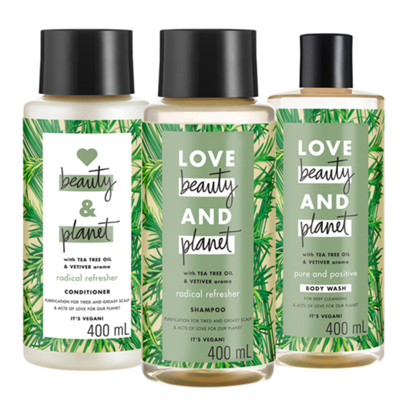 Combo Gội Xả + Sữa Tắm Love Beauty And Planet Detox Tóc Sạch Sâu &amp; Thanh Lọc Da (400ml/Chai)