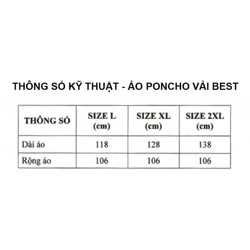 Áo mưa Poncho vải BEST không co giãn, bền bỉ