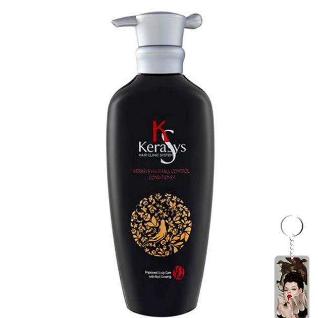 Dầu xả hồng sâm giảm gãy rụng và nuôi dưỡng tóc Kerasys Hair Fall Control 400ml tặng kèm móc khóa