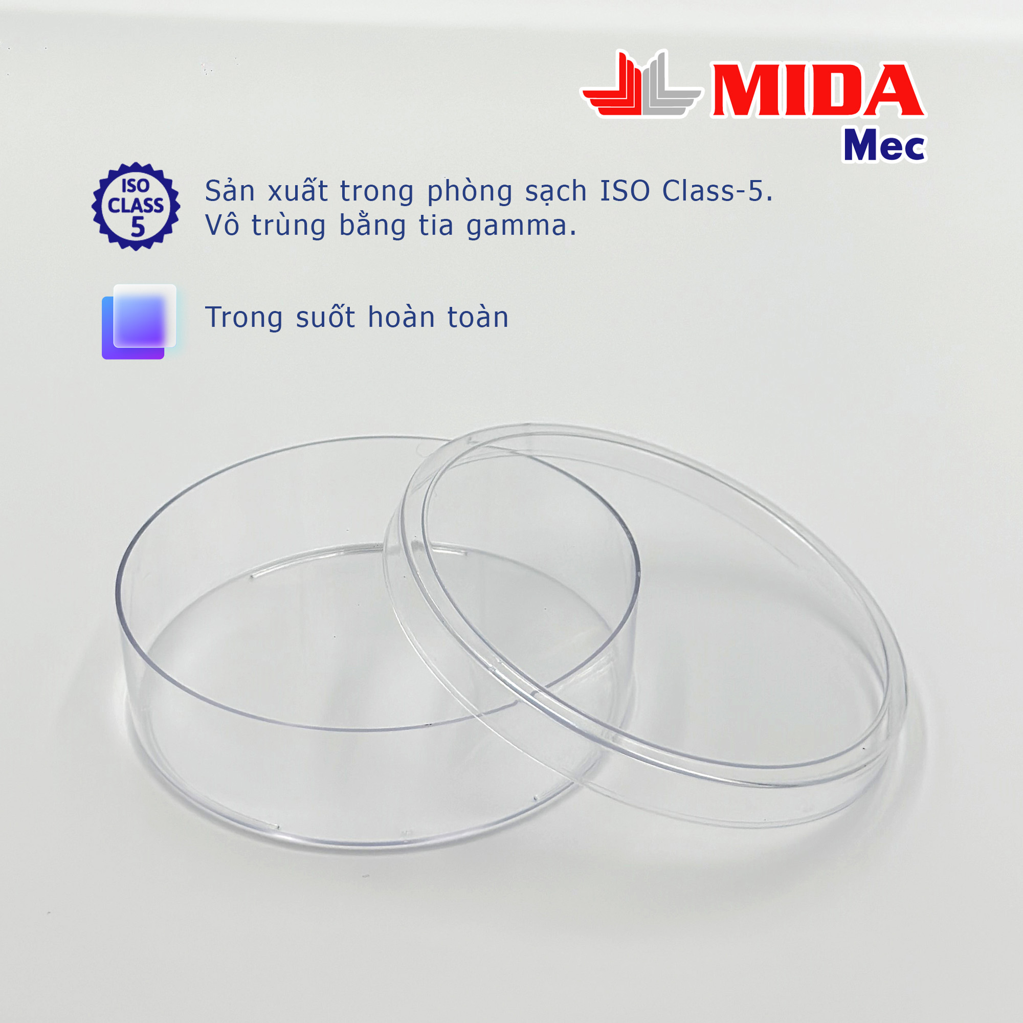 Đĩa Petri nhựa MidaMec 10025 đã tiệt trùng 400 cái/thùng