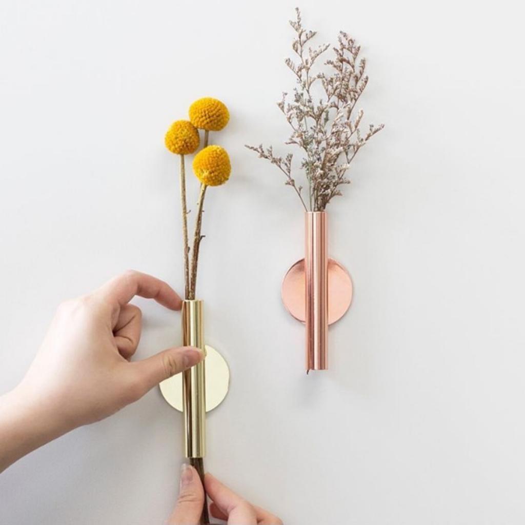 2Pcs Wall-Mounted Flower Tube Wall Hanging Metal Vase Iron Art Decor, 4''H