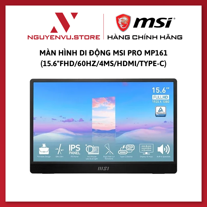 Màn hình di động MSI Pro MP161 (15.6&quot;FHD/60Hz/4ms/HDMI/Type-C) - Hàng Chính Hãng