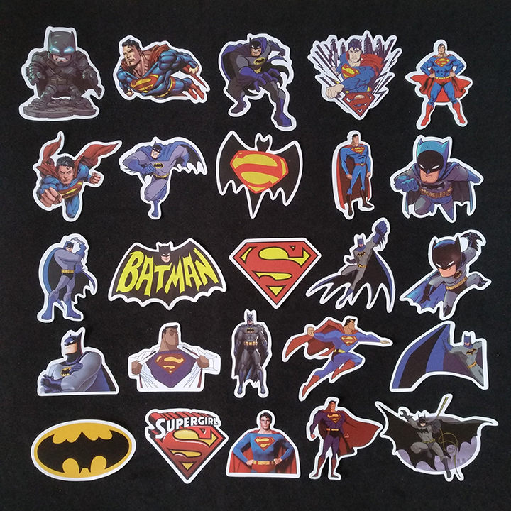 Bộ Sticker dán cao cấp chủ đề BATMAN - SUPERMAN - Dùng dán Xe, dán mũ bảo hiểm, dán Laptop