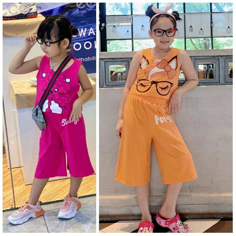 Bộ áo croptop quần lửng ống rộng size đại - Đồ bộ trẻ em