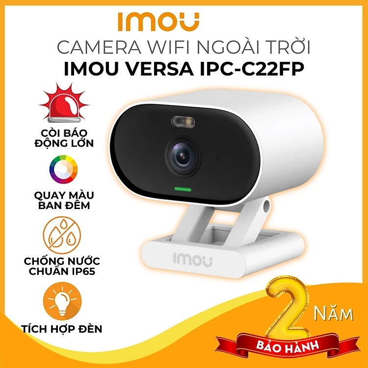 Camera Wifi Imou VERSA C22FP 2MP Đàm Thoại Hai Chiều Còi Báo Động Dùng Trong Nhà Ngoài Trời Nhỏ Gọn Màu Ban Đêm Đế Nam Châm Chống Nước IP65 - Hàng chính hãng