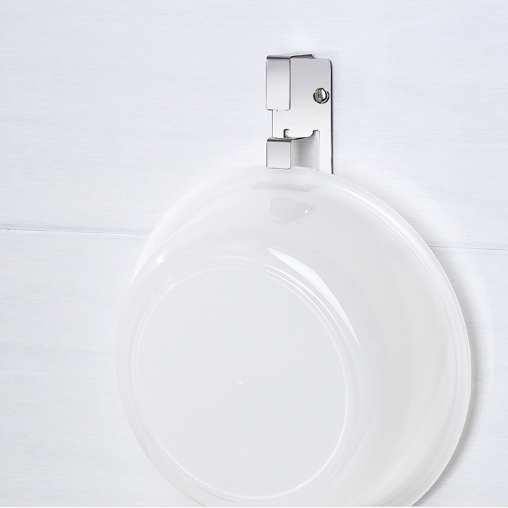 Móc treo chậu thau rửa đa năng nhà tắm inox 304, có keo dán kèm theo, loại đơn hoặc đôi tùy chọn