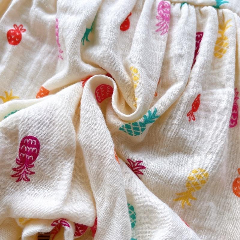 Body 2 Dây Nơ Đỏ Quả Dứa Chất XÔ MUSLIN Cho Bé Gái 3 Đến 12kg