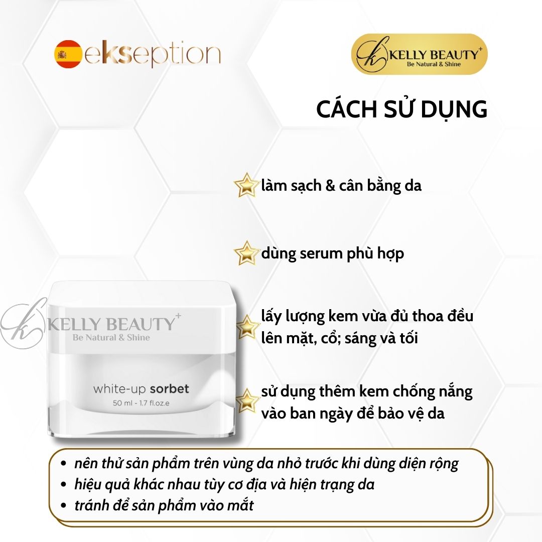 Ekseption White-Up Sorbet - Kem Dưỡng Sáng, Đều Màu Da; Mờ Thâm Sạm Nám, Trẻ Hóa Làn Da - Kelly Beauty