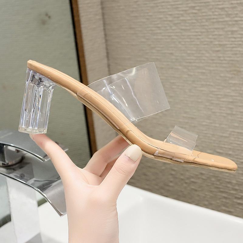 Phiên bản Hàn Quốc của Giày quét nữ cao gót cao gót pha lê với một nửa về phía đôi giày