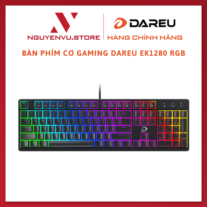 Bàn Phím Cơ Gaming Dareu EK1280 Led RGB Full Size 104 Key - Hàng Chính Hãng