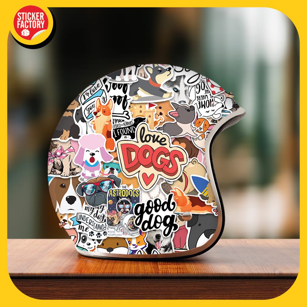 Chó Dogs - Set 100 sticker decal hình dán nón bảo hiểm, laptop, xe máy, ô tô - STICKER FACTORY