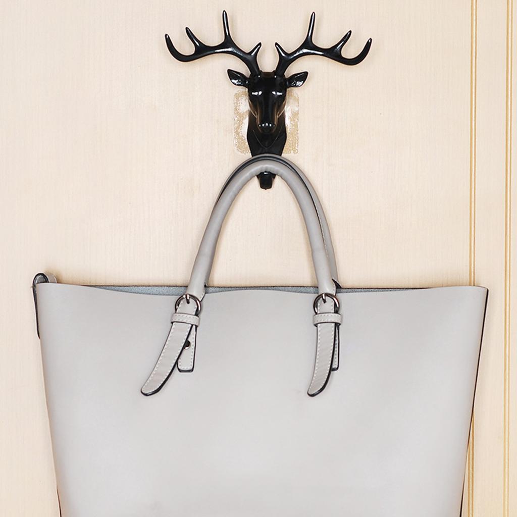 Animal Deer Stags Head Hook Hanger Rack Holder Wall Mount Home Decor Black