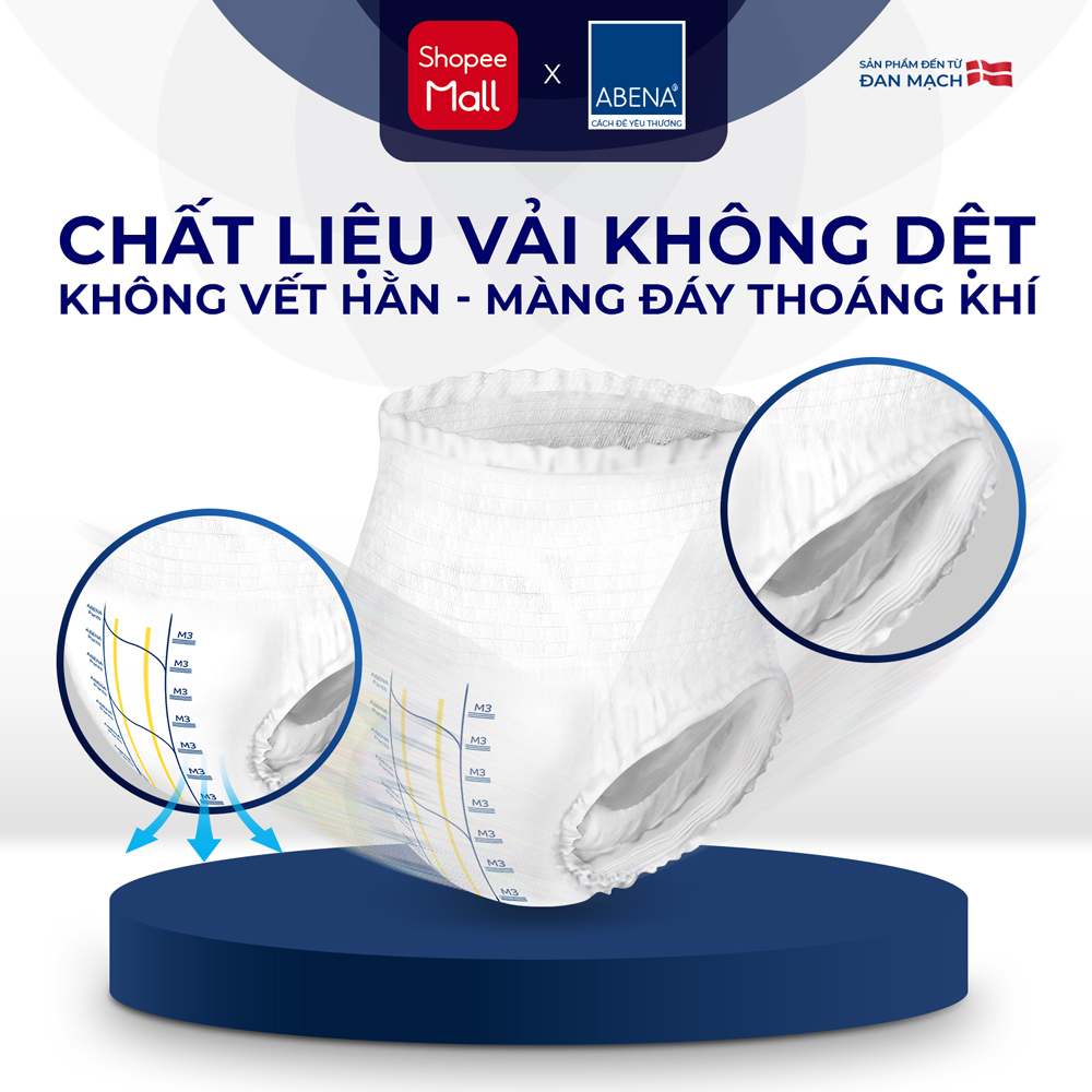 Tã quần người lớn Abena Pants Premium M3 gói 15 miếng thấm hút 2.400ml - Nhập khẩu Đan Mạch