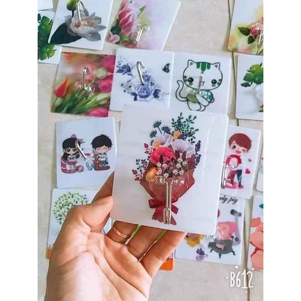 Set 10 móc dán 3D siêu dính hình cute