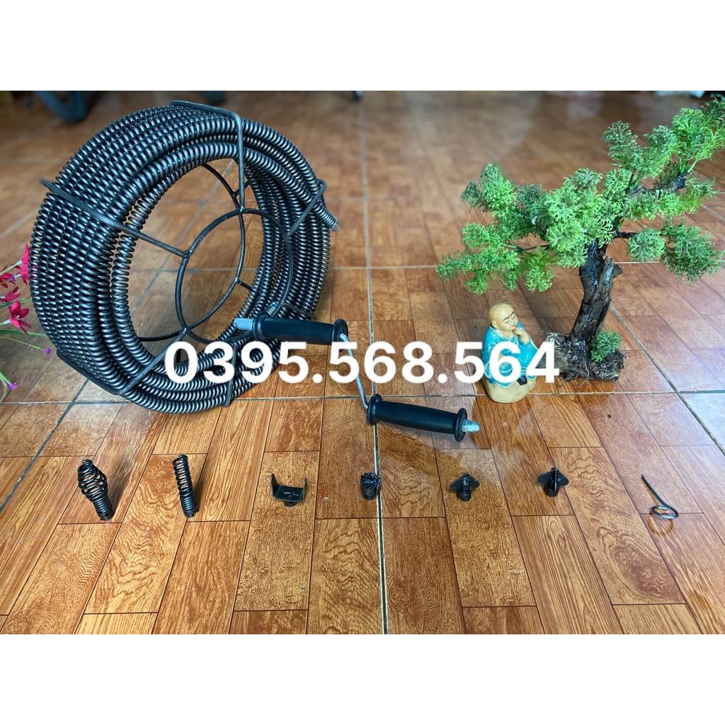 Dây thông cống 15M+ 6 đầu thông + tay quay