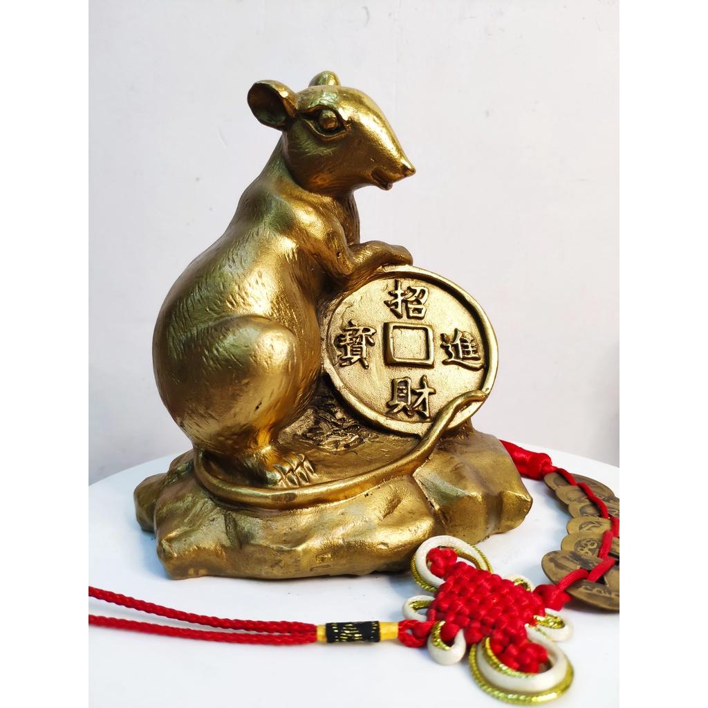 Chuột vàng bằng đồng nguyên khối