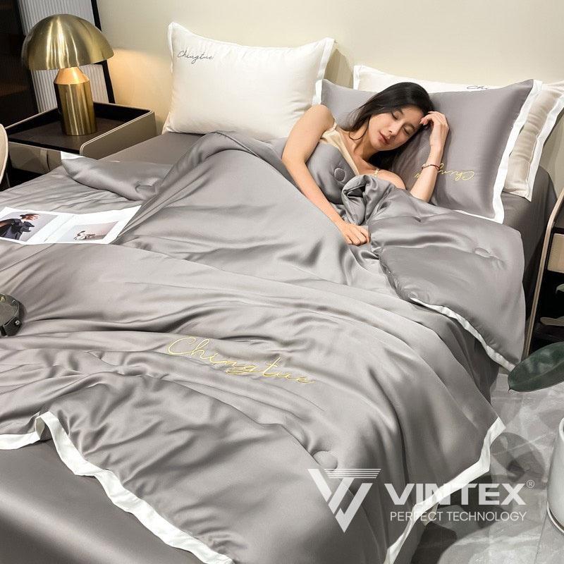 Bộ Chăn Ra Giường 5 Món ChingTue VINTEX, Chăn Ga Grap Gối Đệm Nệm Trải Phủ Giường Trần Bông Cao Cấp Full