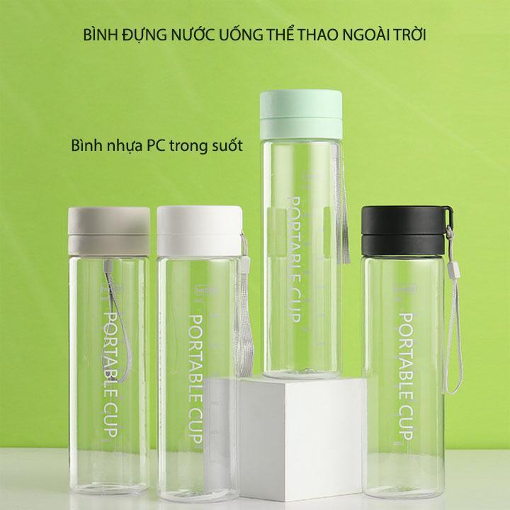 Bình đựng nước uống thể thao, dã ngoại ngoài trời bằng nhựa PC, dung tích lớn 600-800ml tùy chọn