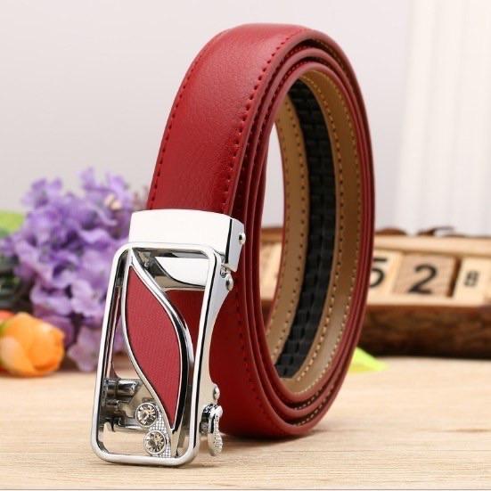Thắt lưng nữ da bò khoá tự động - mặt khoá hoạ tiết Lá