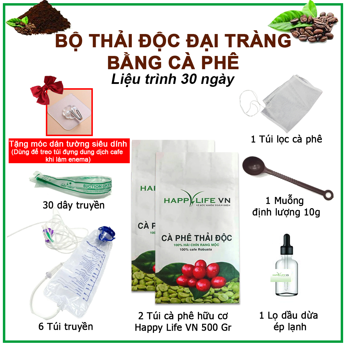 Bộ Thải Độc Đại Tràng Bằng Cà Phê Hữu Cơ - Liệu Trình 30 Ngày ( Coffee Enema )