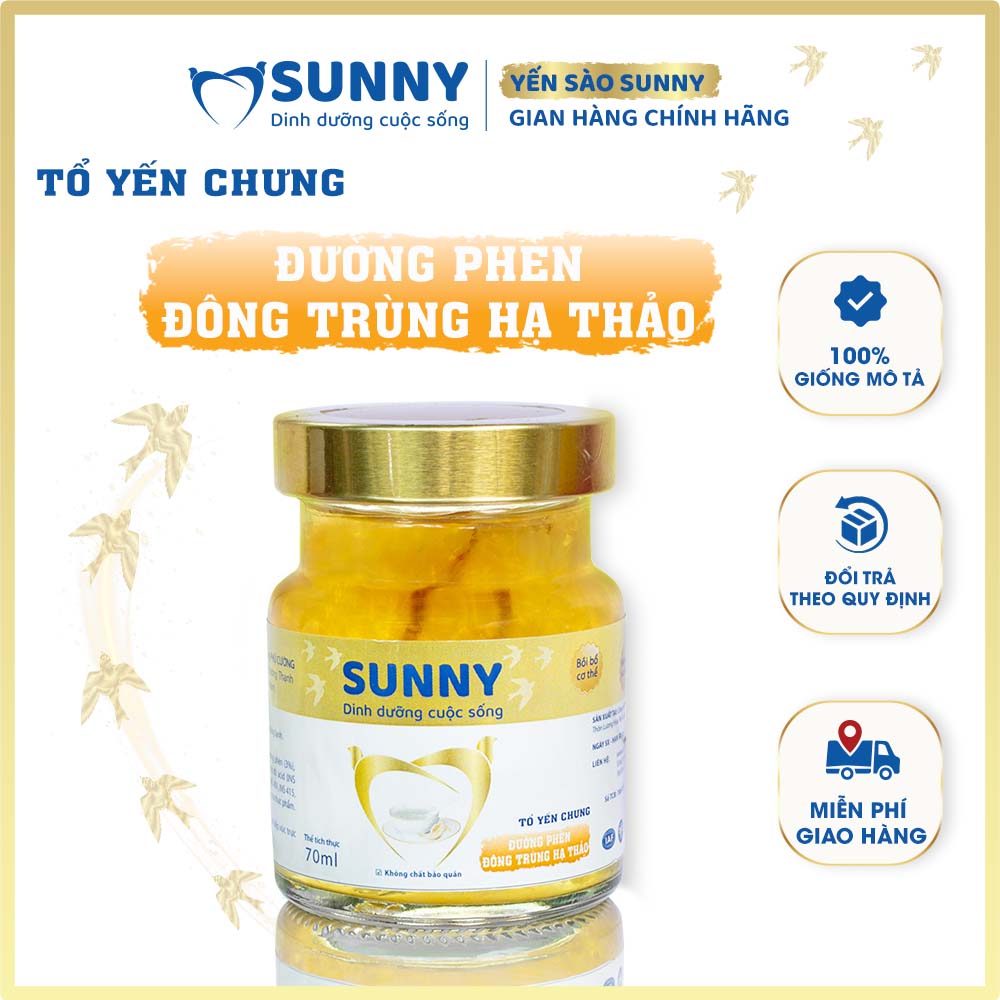 Yến đông trùng hạ thảo - Yến Sào Khánh Hòa chưng sẳn - 25% Yến thô - 70ml/hũ - Yến sào SUNNY