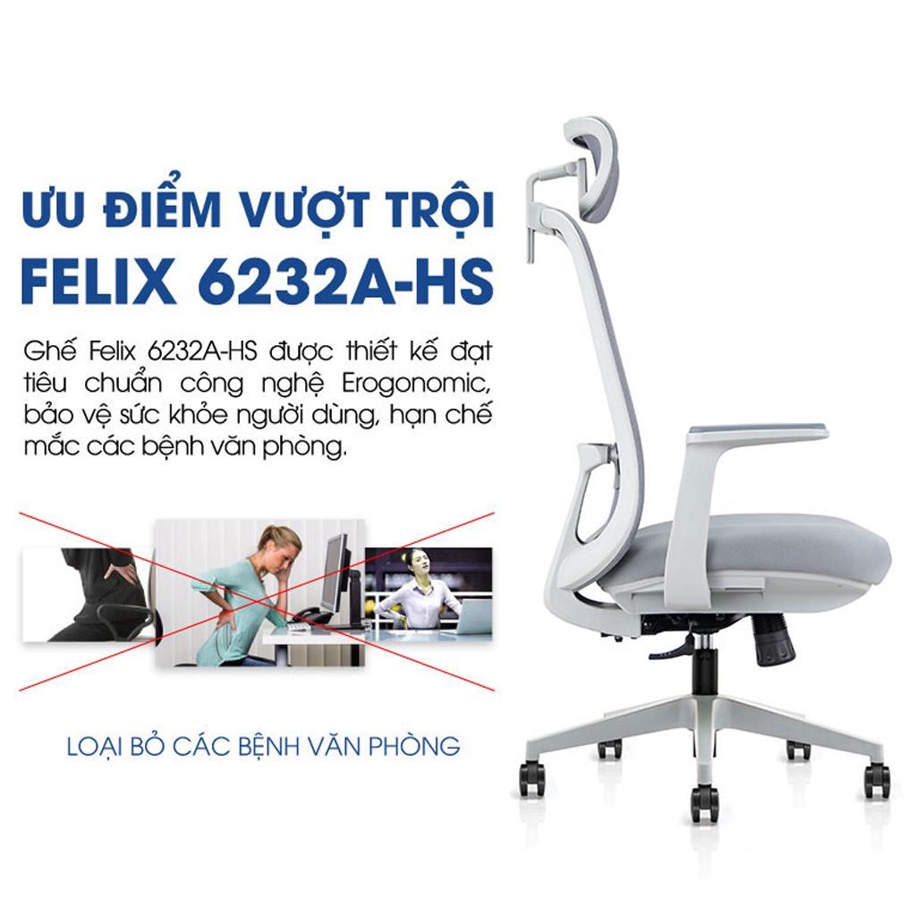 Ghế công thái học GOVI Ergonomic Felix F6232A-HS Thiết kế bảo vệ sức khỏe