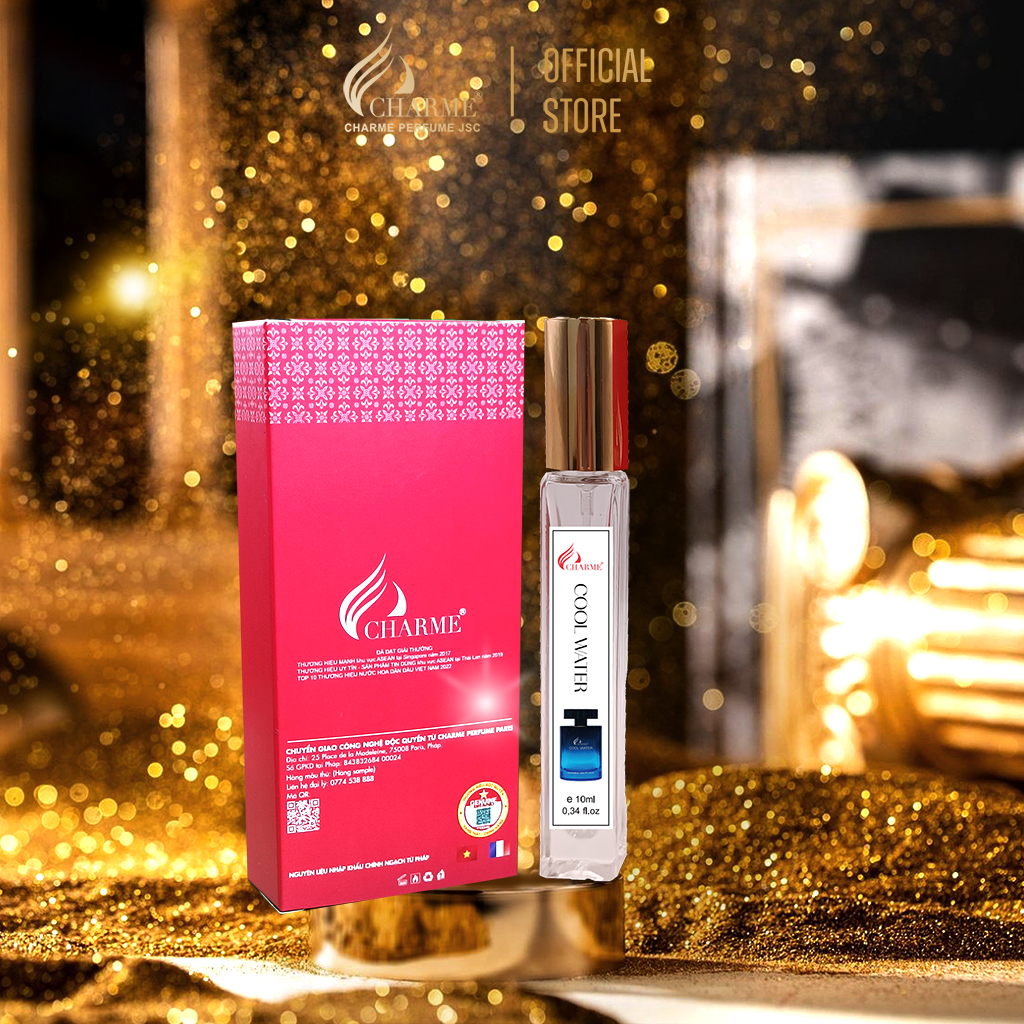 Nước hoa nam chính hãng, Charme Cool Water, chai Test mini, lưu hương lâu, hương thơm mạnh mẽ thanh lịch, 10ml
