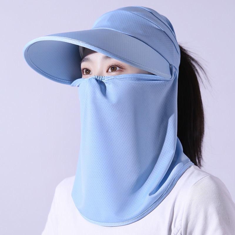 Mũ chống nắng thời trang nữ, mũ lưỡi trai vành rộng kèm khẩu trang che mắt chất liệu thông hơi cao cấp