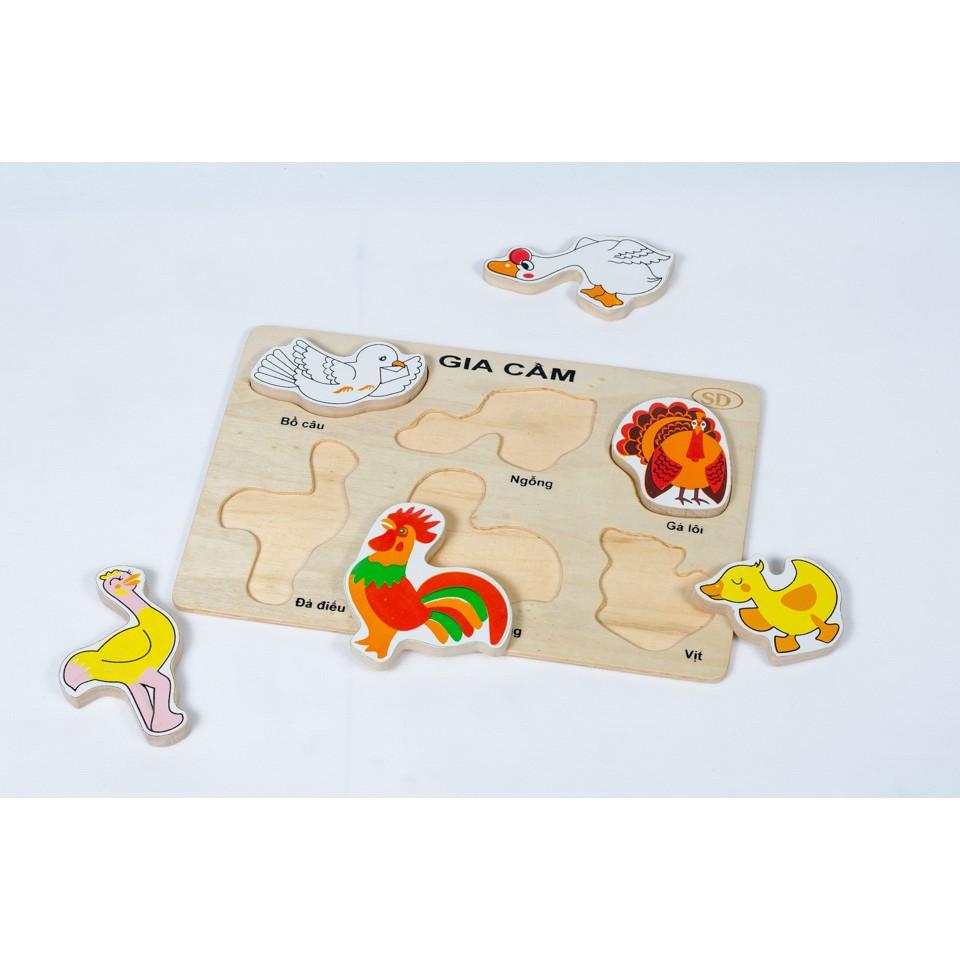 Bảng nhận hình các loại gia cầm bằng gỗ