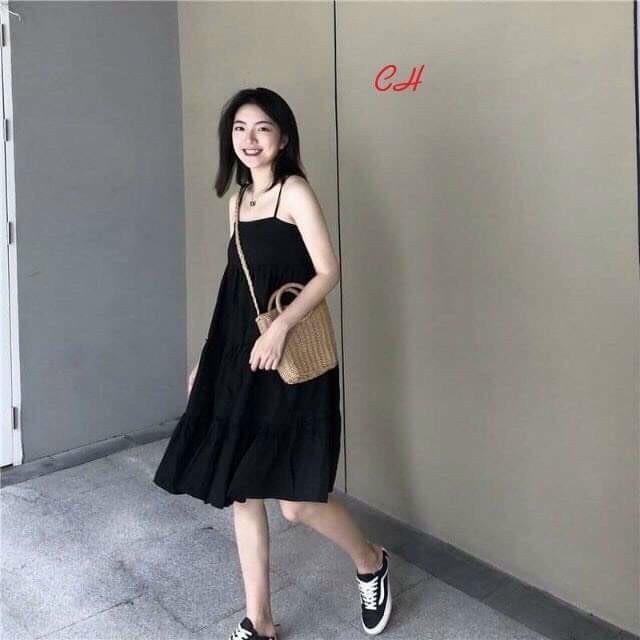Đầm 2 dây 3 tầng dáng suông dễ mặc