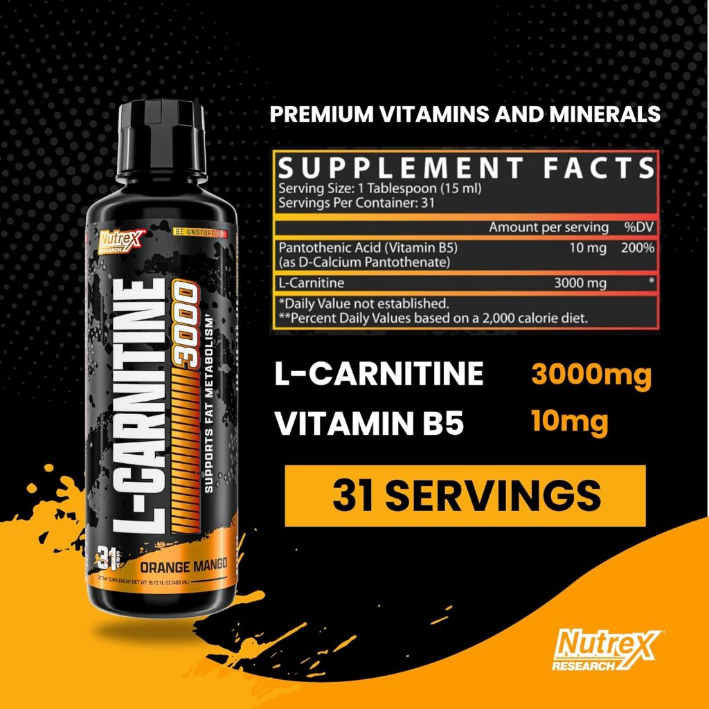 Nutrex L-Carnitine 3000 Dạng Lỏng 465ml (31 Lần Dùng) Đốt Mỡ Thừa Tăng Năng Lượng, Săn Chắc Vóc Dáng | Nhập Khẩu Mỹ