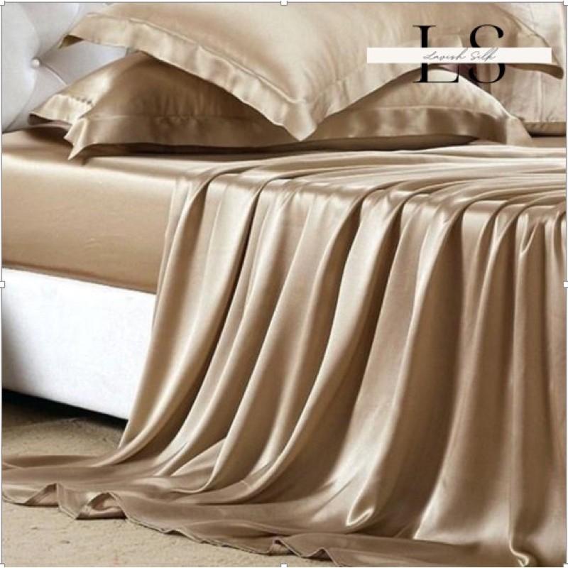 Bộ Ga Phủ Phi Lụa Lavish Silk Cao Cấp Mát Lạnh Hàng Loại 1 Không Nối Vải -Vàng Đồng