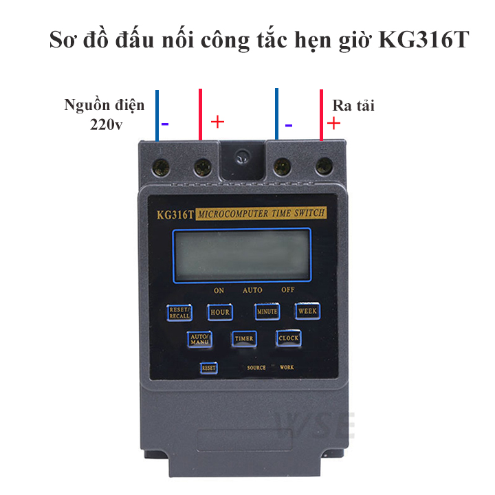 Bộ hẹn giờ tự động KG316T/25A/220V rơ le hẹn giờ (màu đen ) công tắc hẹn giờ, ổ cắm hẹn giờ