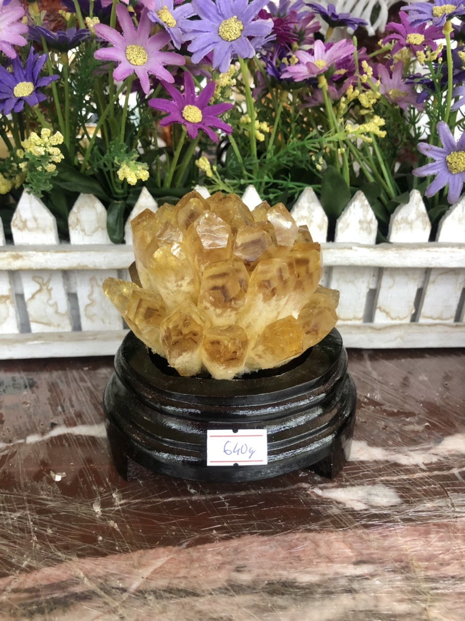 Trụ đá phong thủy đá thạch anh vàng citrine