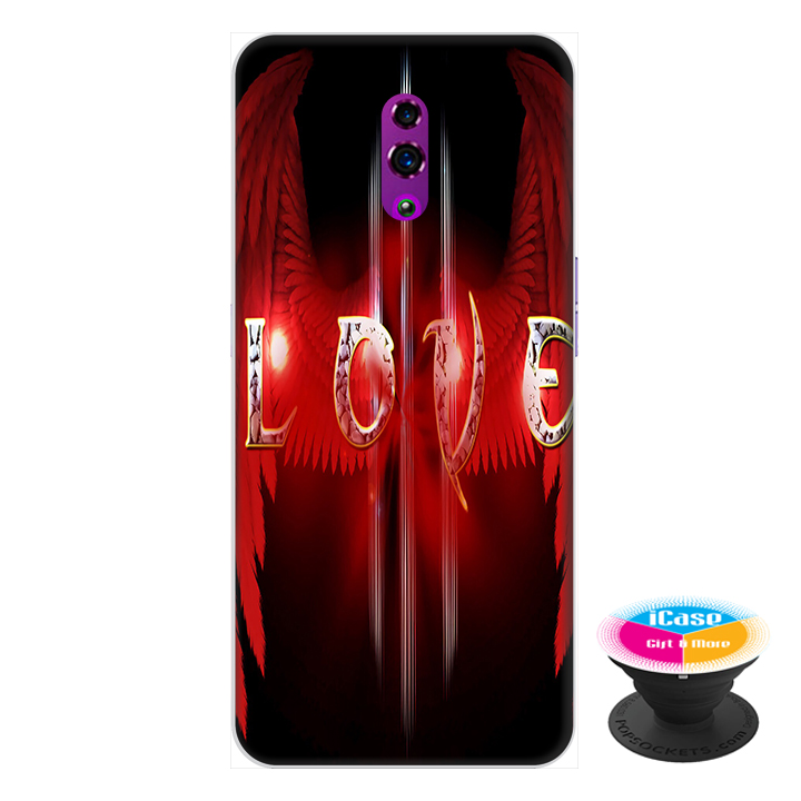 Ốp lưng điện thoại Oppo Reno hình Love You tặng kèm giá đỡ điện thoại iCase xinh xắn - Hàng chính hãng