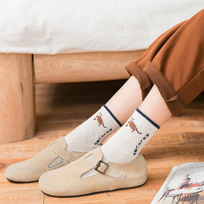 Vớ cổ cao họa tiết hoạt hình cho nữ bằng vải cotton