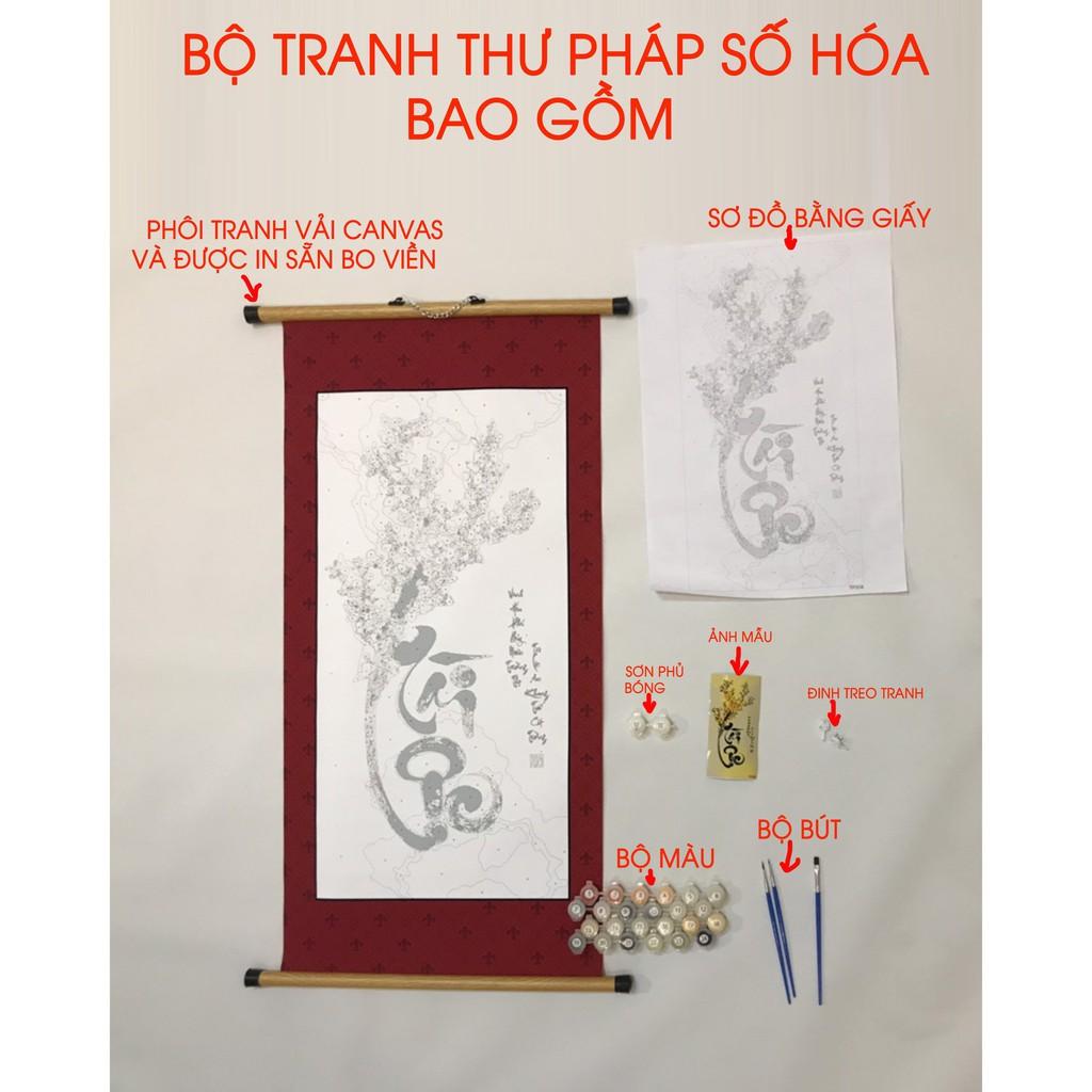 Tranh tô màu số hóa DALI Tranh Thư pháp Tài Lộc TP008