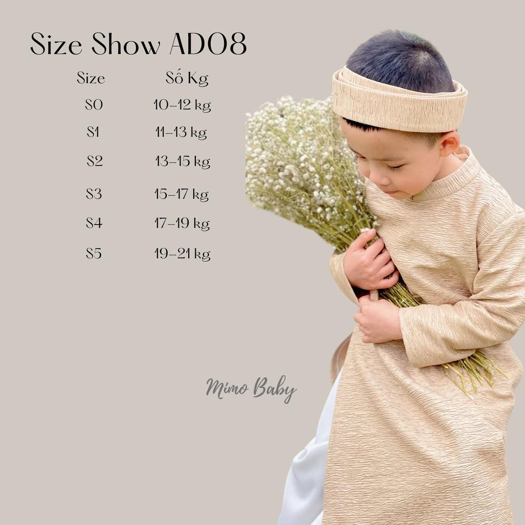 Áo dài bé trai kiểu dáng truyền thống chất liệu gấm cao cấp mặc tết, sự kiện Mimo baby AD08