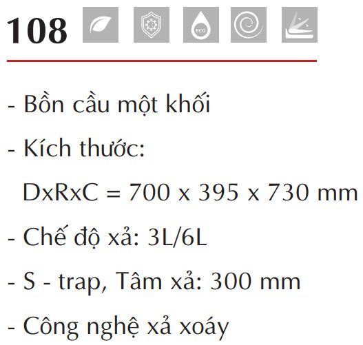 BỒN CẦU MỘT KHỐI EUROVINTO CAO CẤP MÃ 108