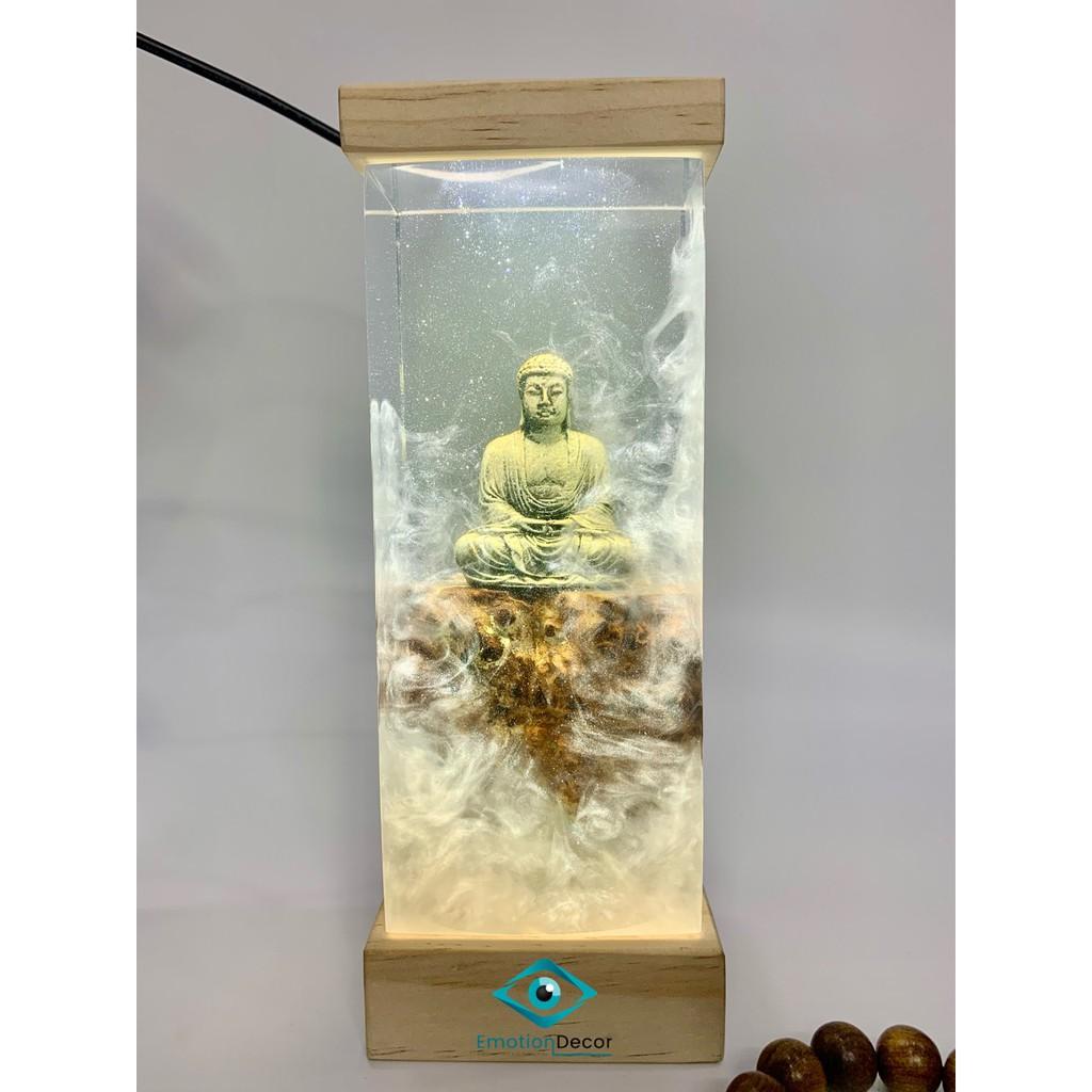 Đèn Keo Epoxy Resin - Tượng Phật A Di Đà (Quà tặng trưng bày phong thủy thủ công độc quyền)