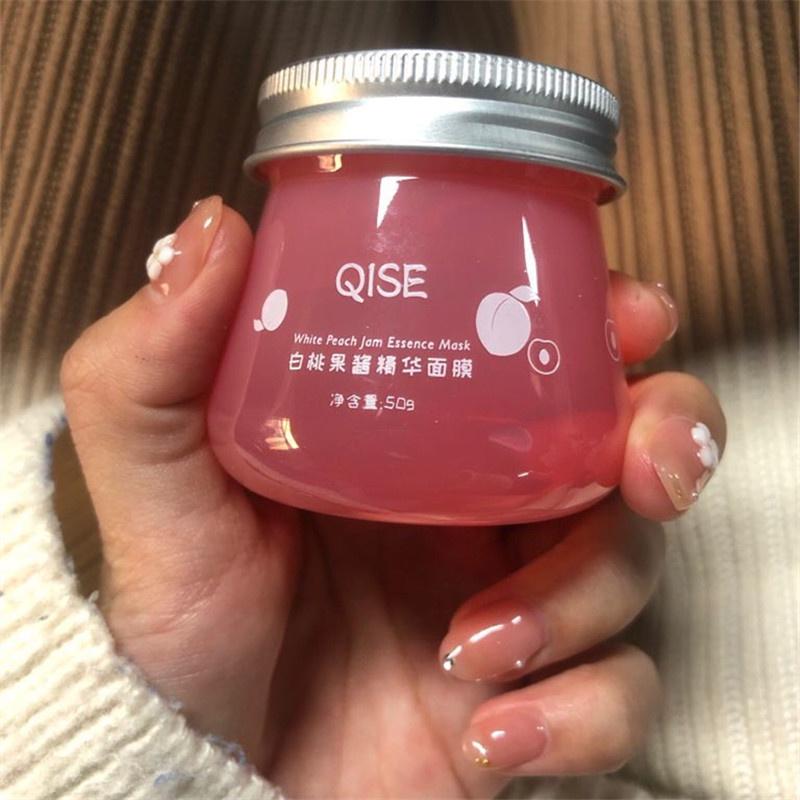 Mặt nạ đất sét QISE tinh chất mứt đào trắng giảm mụn đầu đen kiềm dầu dưỡng trắng 50G