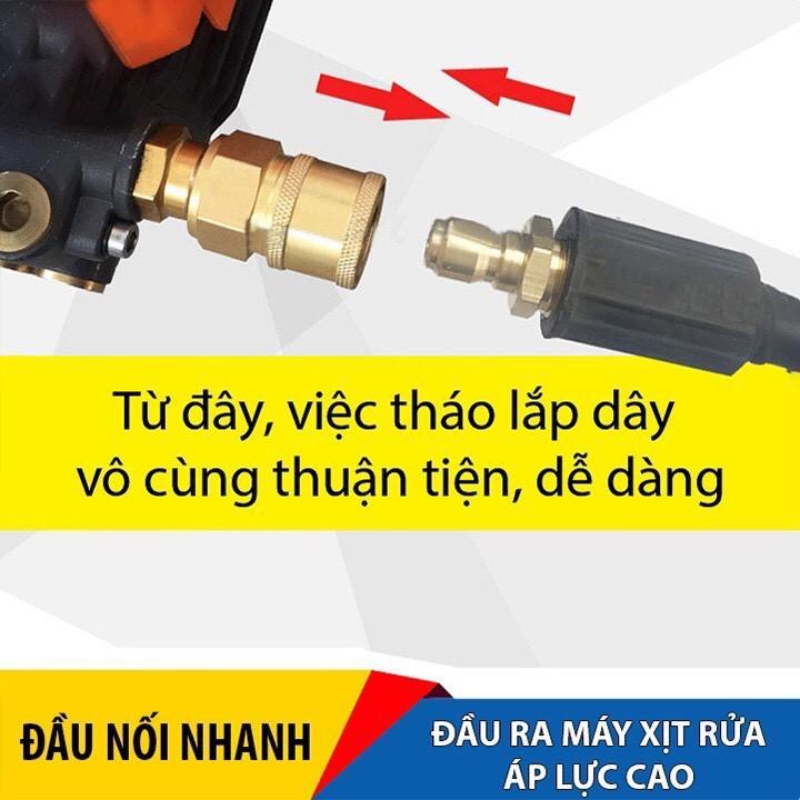 Bộ khớp nối nhanh đầu ra cho máy rửa xe gia đình, máy rửa xe mini (chống xoắn dây 22mm, nối sung với bình bọt tuyết )