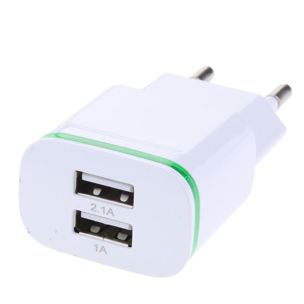 2.1A 2Port USB Travel Home Wall Power Adapter Charger LED Portable EU