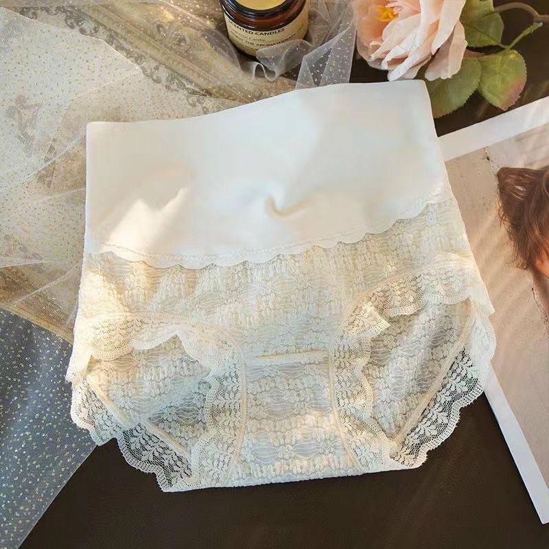 M142. Quần lót su nữ cạp cao bigsize viền ren hoa siêu đẹp, quần chip nữ cạp cao gọn dáng