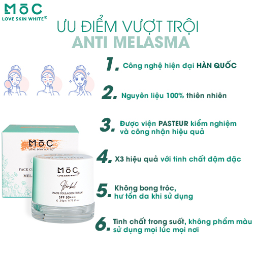 KEM NGỪA NÁM - TÀN NHANG, ĐỒI MỒI -COLLAGEN 20G - MỘC