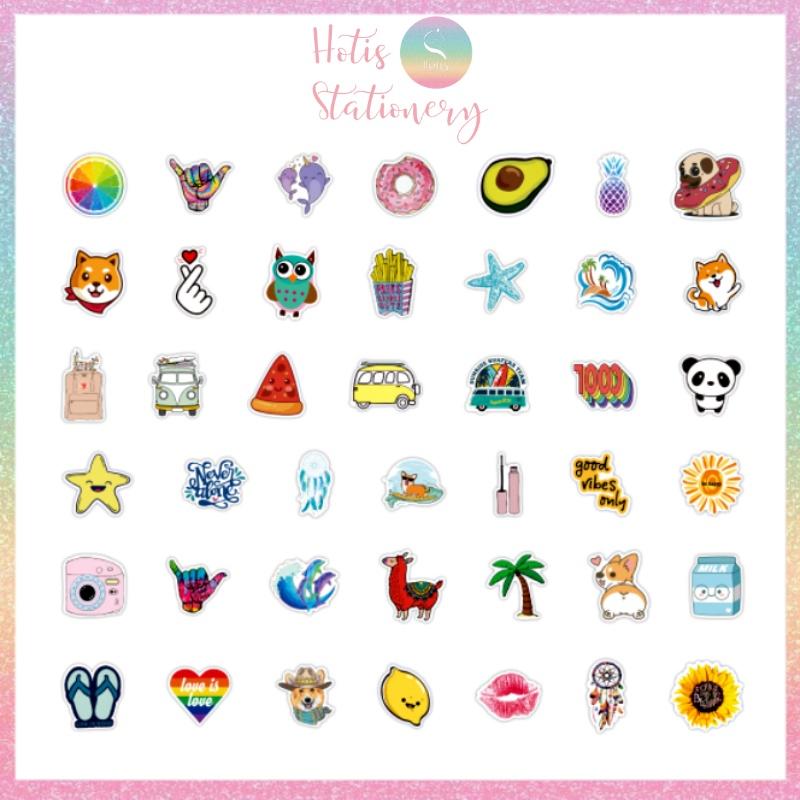 Set 200 STICKER cỡ lớn, nhãn dán cán màng PVC không thấm nước, dán được nhiều lần SK030